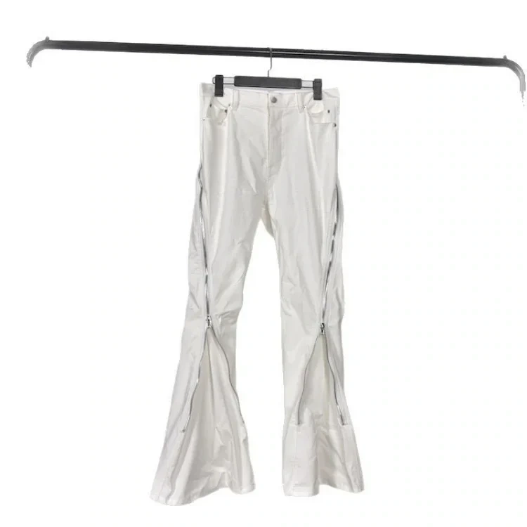 Zip-Detail Flared Trousers -5