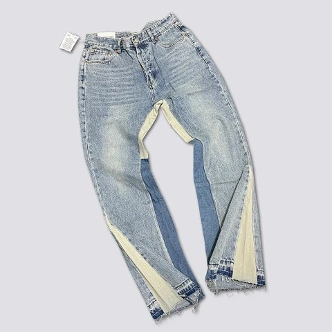 Contrast-Panel Flared Jeans -2