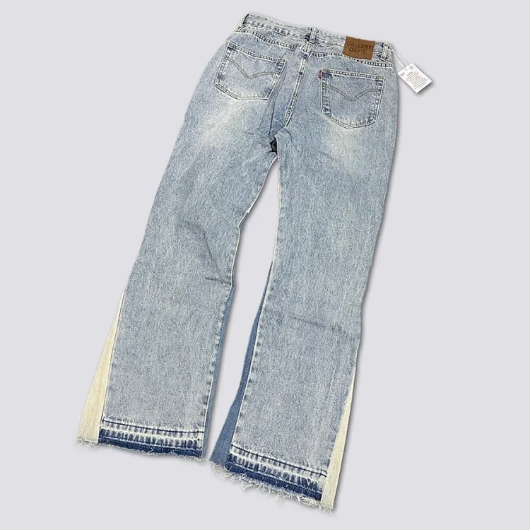 Contrast-Panel Flared Jeans -4