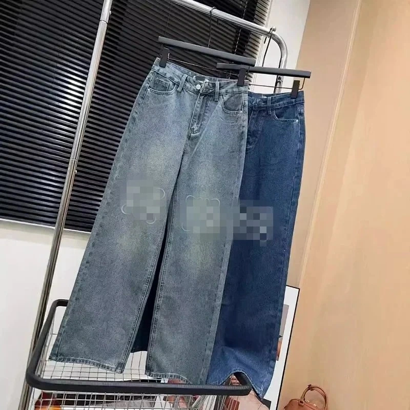 Embroidered Wide-Leg Jeans
