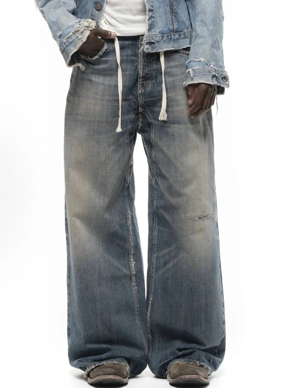 Washed Wide-Leg Jeans - 019
