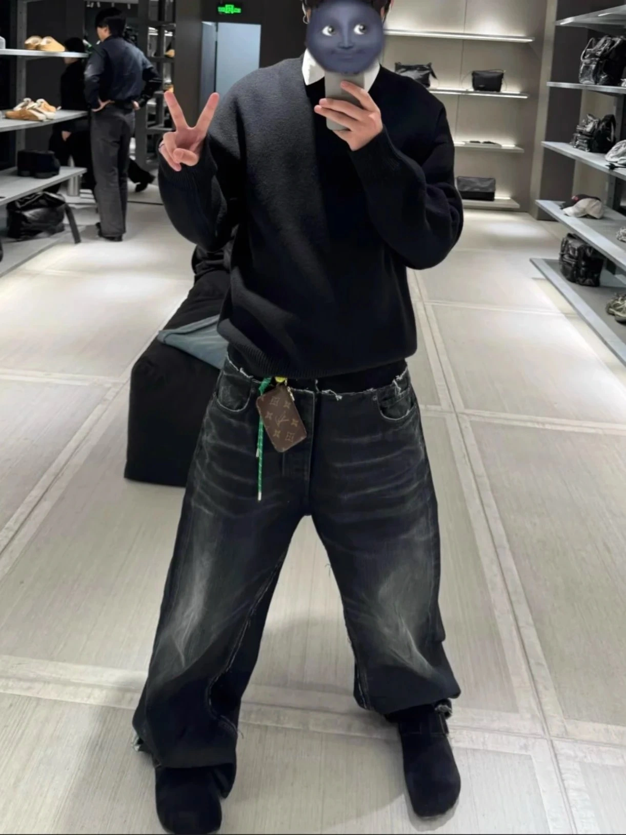 Double-Waistband Baggy Jeans