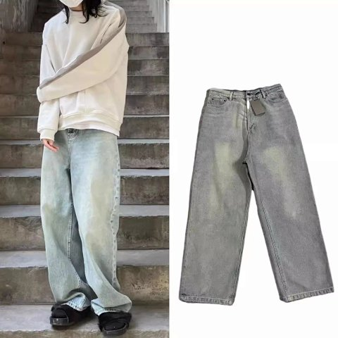 Washed Wide-Leg Jeans -2