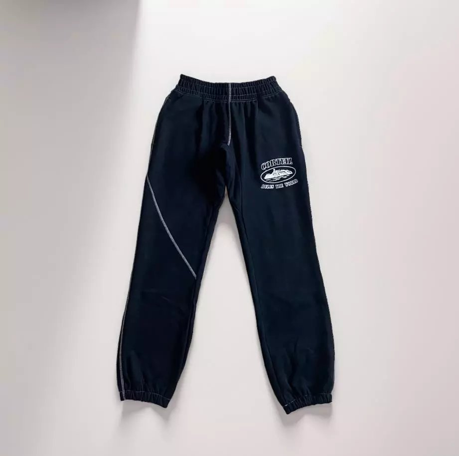 Navy Graphic Cuffed Sweatpants