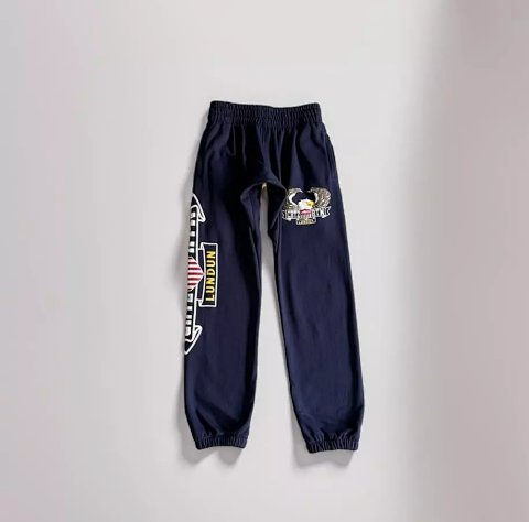 Navy Graphic Cuffed Sweatpants -2