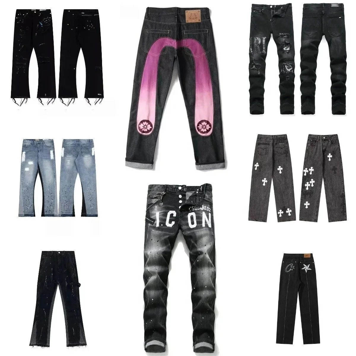 Washed Distressed Patchwork Je