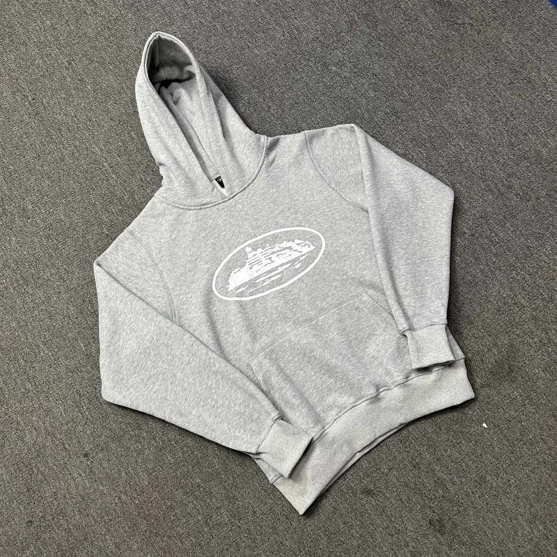 Gray Oval-Graphic Pullover Hoo