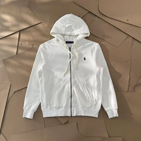 Solid-Color Embroidered Full-Zip Hoodie -2