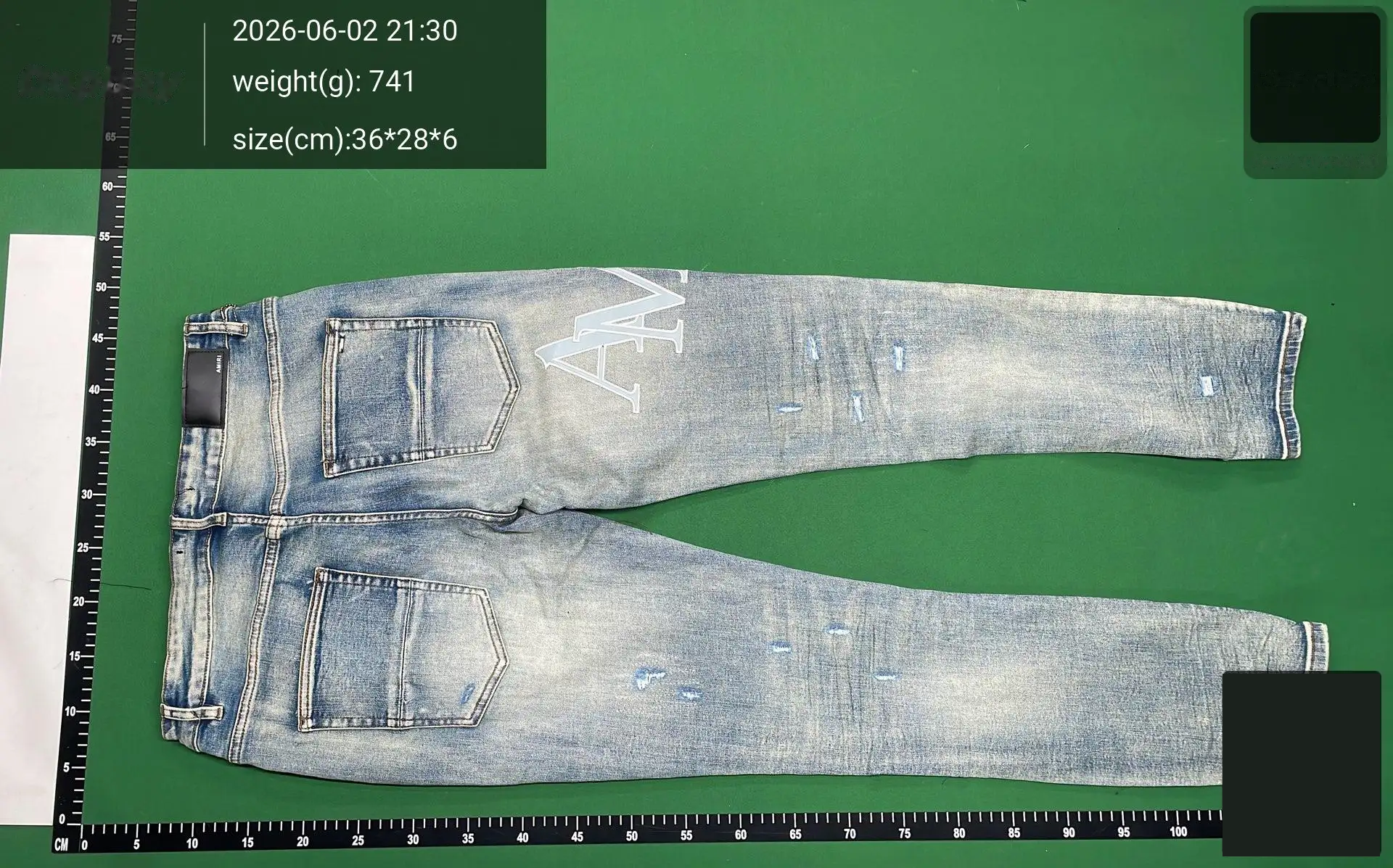 Washed Distressed Paint-Splatter Jeans -4