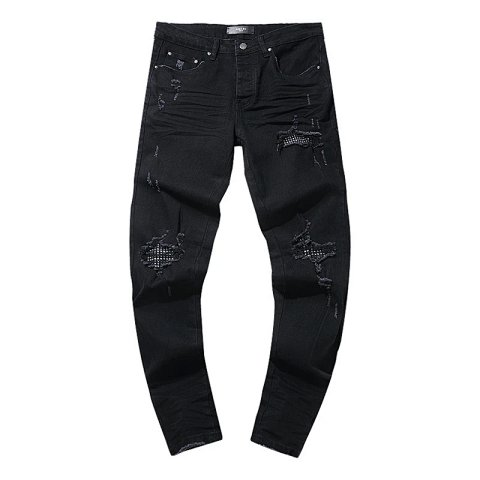 Washed Distressed Paint-Splatter Jeans -6