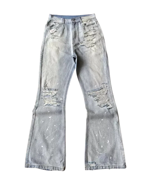 Distressed Paint-Splatter Flared Jeans - 25SS -2