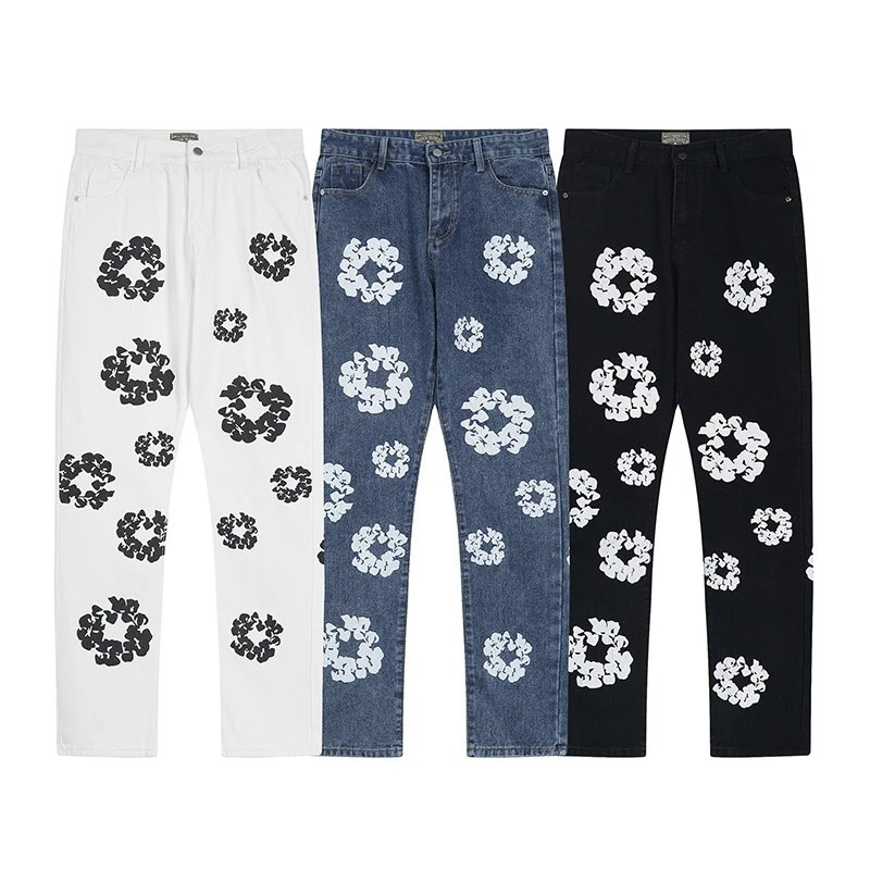 Floral-Graphic Denim Jeans