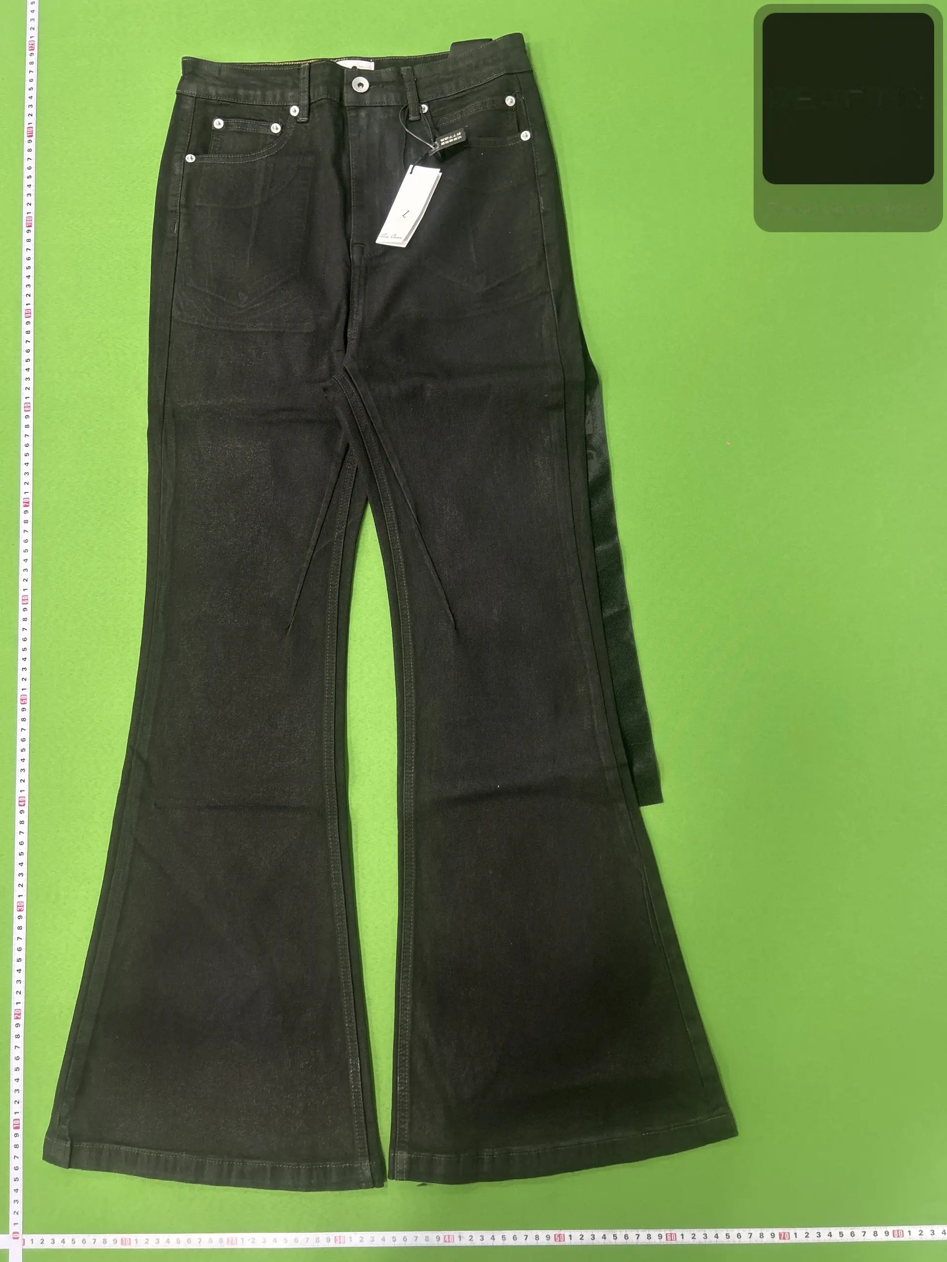 Coated Flared Jeans with Ribbon Detail -5