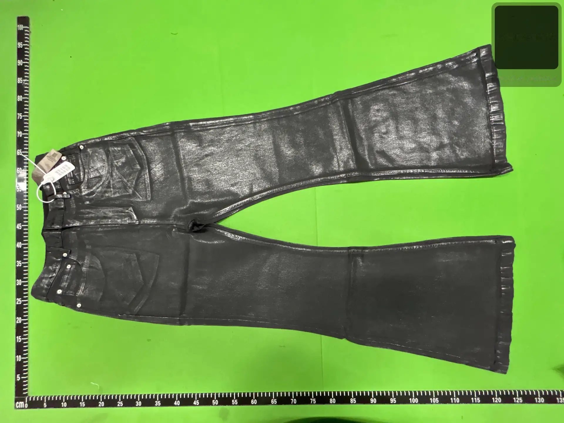 Coated Flared Jeans with Ribbon Detail -6