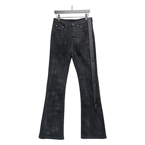 Coated Flared Jeans with Ribbon Detail -2