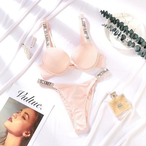 Rhinestone-Strap Bra and Brief