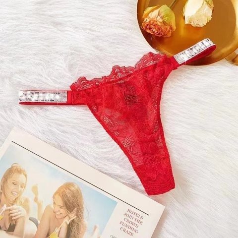 Rhinestone-Strap Lace Briefs