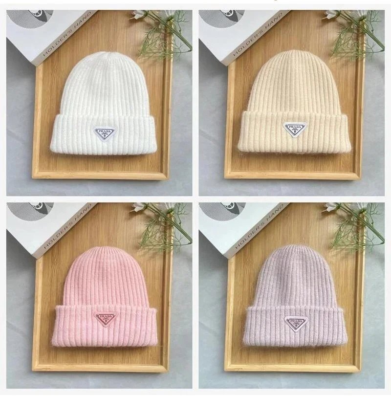 Triangle Patch Ribbed Beanie