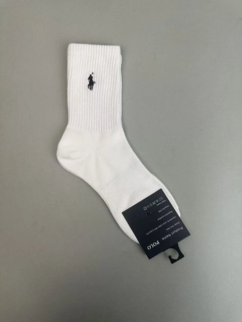 White Embroidered Crew Socks