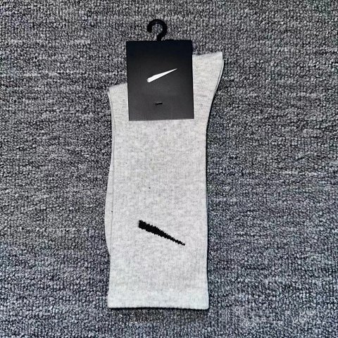 Gray Ribbed Crew Socks